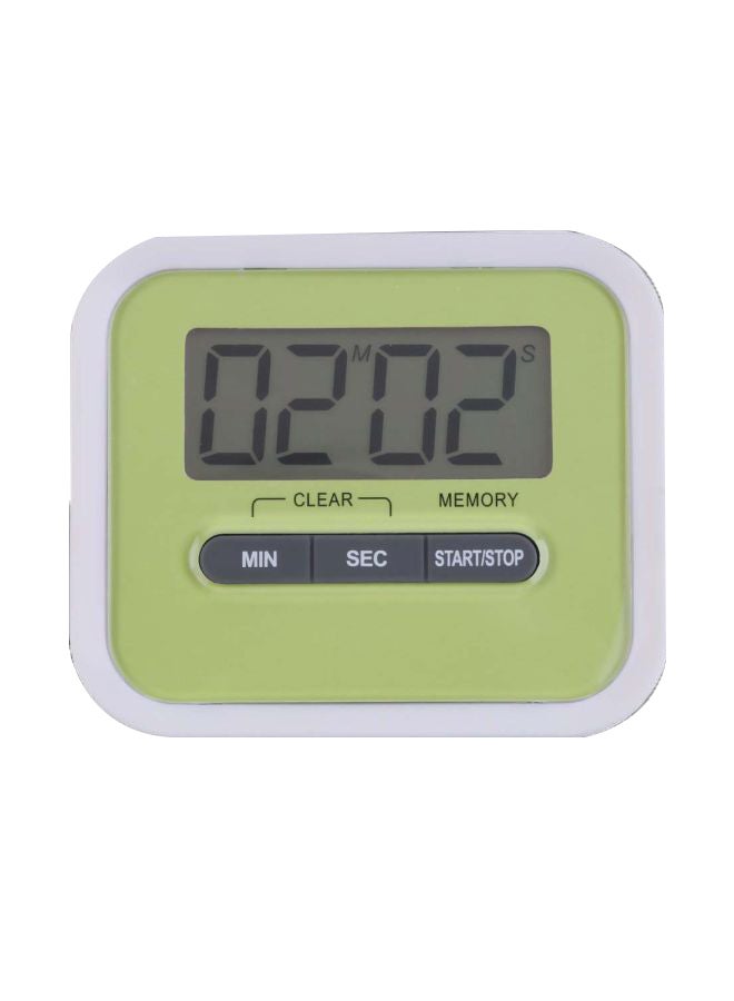 ساعة منبه رقمية بشاشة LCD مزودة بمؤقت للطبخ أصفر/ابيض 7.3x6.2x2.0سم - Image 1