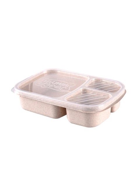 3-Grid Lunch Box With Lid Beige/Clear 23.5x15x5cm