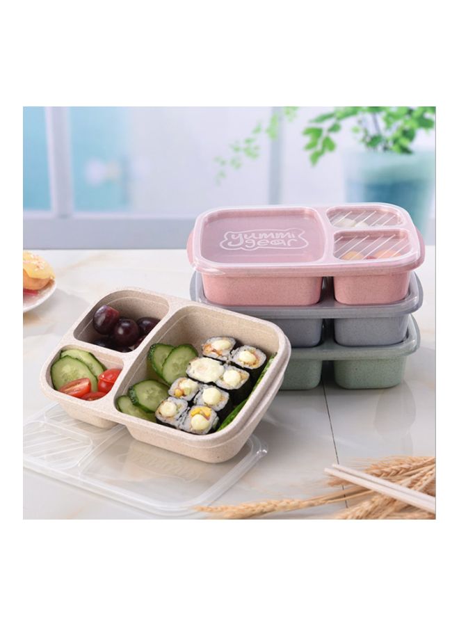 3-Grid Lunch Box With Lid Beige/Clear 23.5x15x5cm  - Image 3