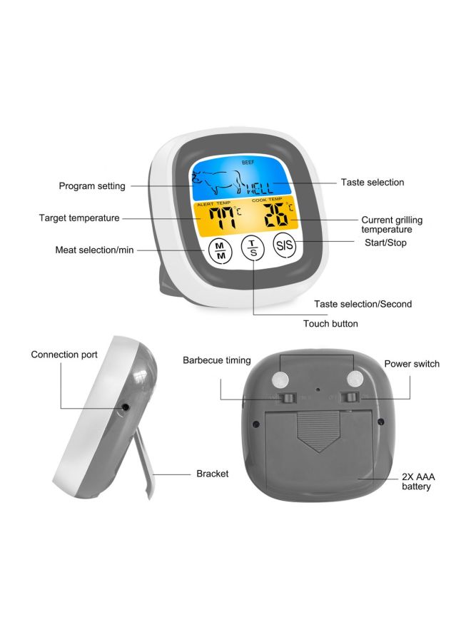 مقياس حرارة لاسلكي للشواء رمادي / أبيض - Image 5
