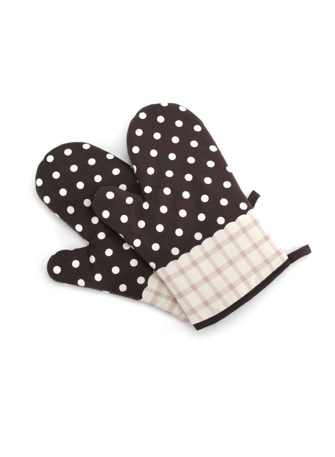 Heat Resistant Microwave Oven Glove Coffee/White 28x18x3cm - Image 2