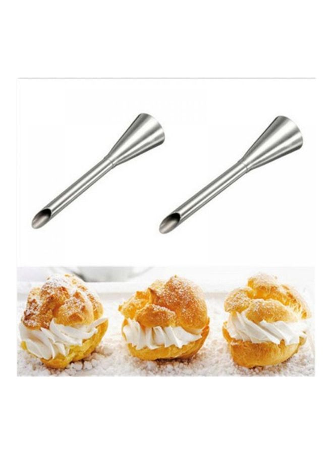 مانبو طقم فوهات لقمع التزيين بالقشدة من قطعتين فضي 80x15x15مم - Image 2