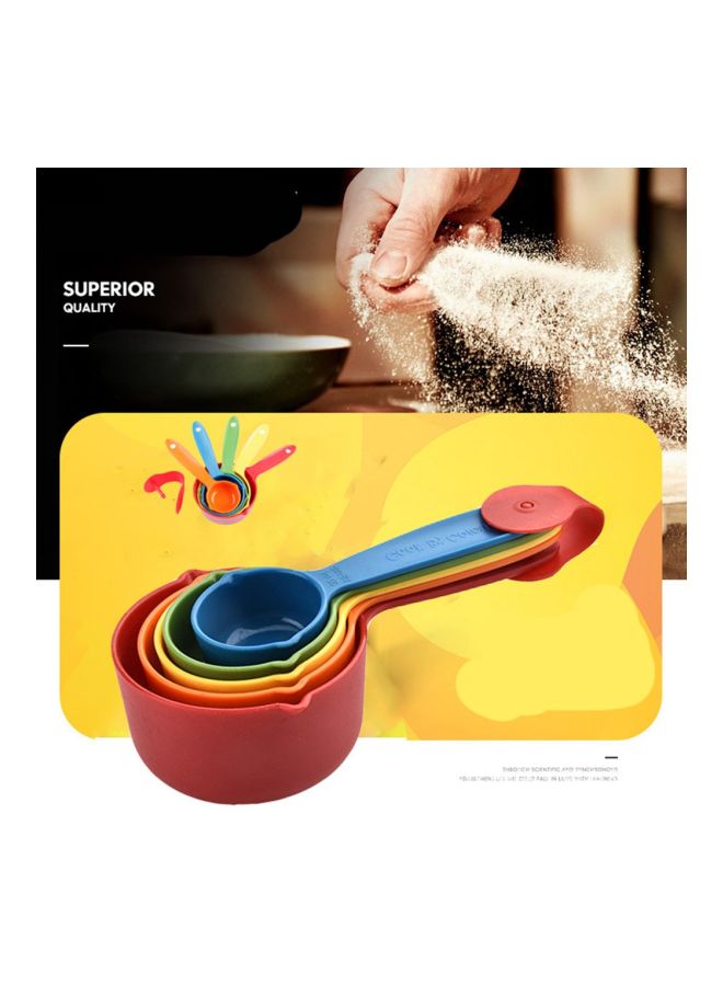 5-Piece Plastic Measuring Cups Yellow/Red/Green 18x10x6centimeter - Image 4