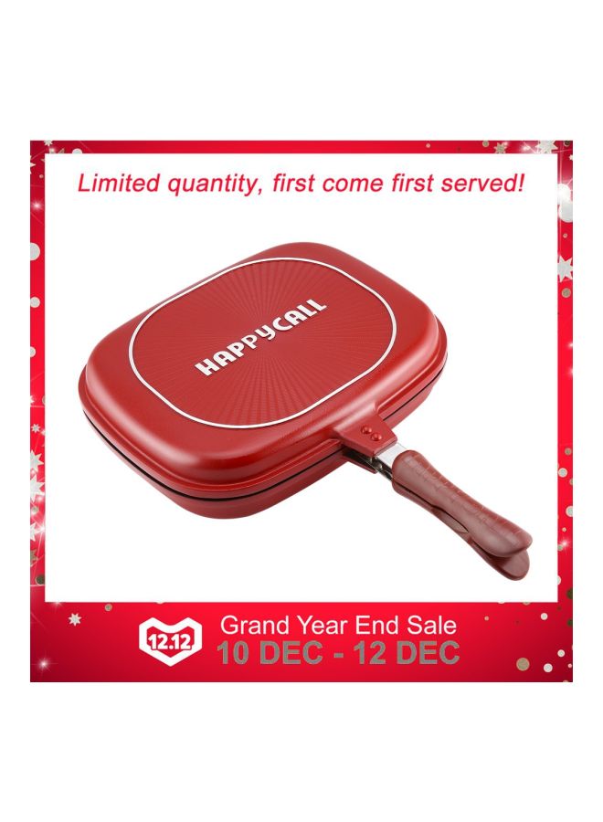Double Side Grill Frying Pan Red 44x33.5x8.5cm - Image 3