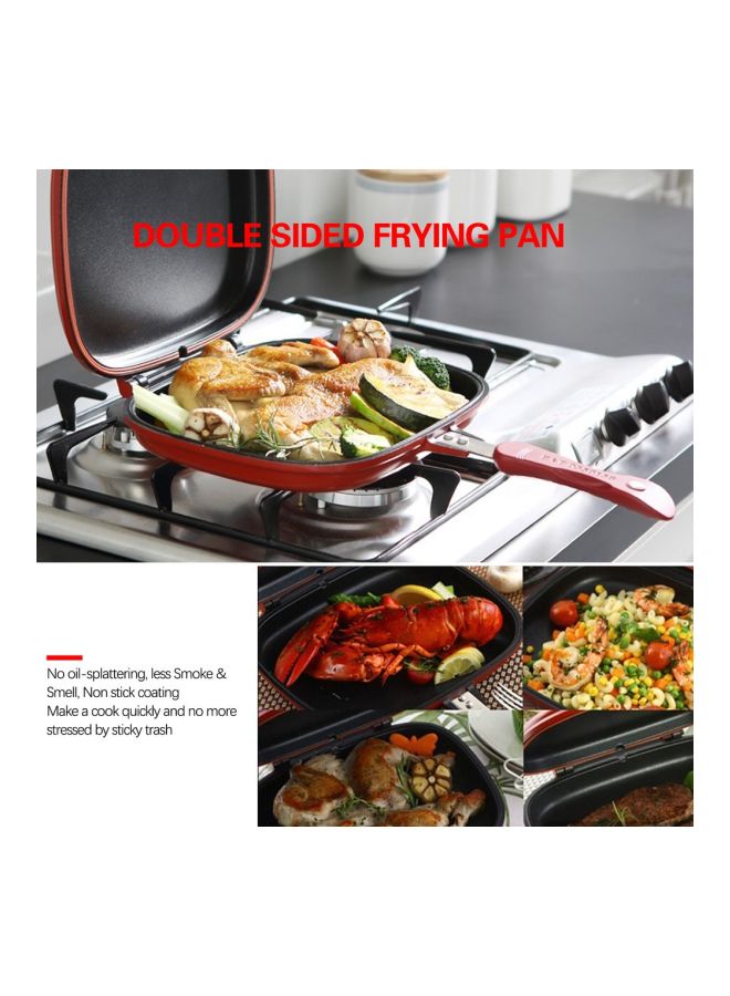 Double Side Grill Frying Pan Red 44x33.5x8.5cm - Image 4