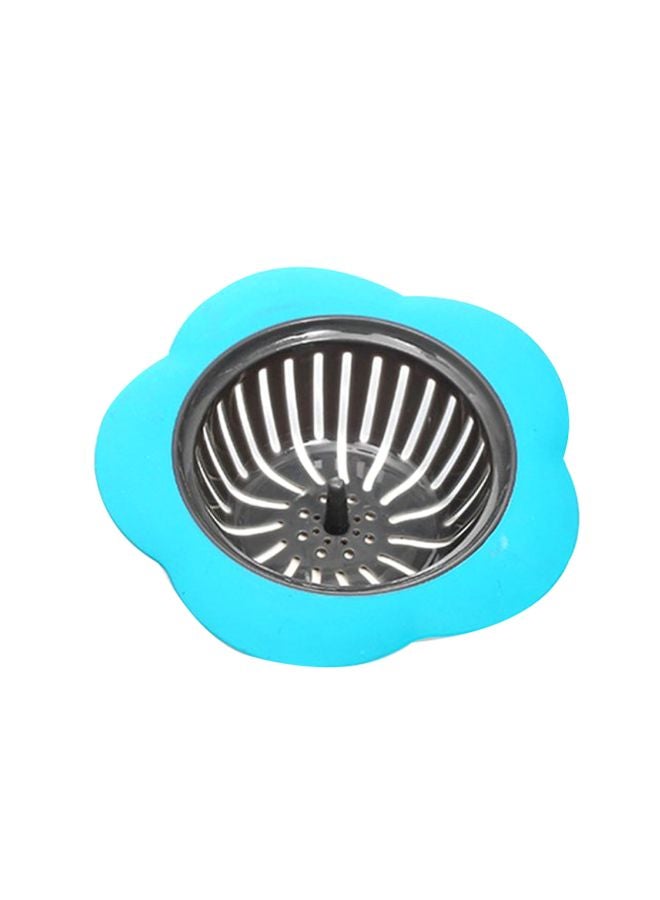 Flower Shaped Kitchen Sink Strainer Blue/Silver 11.5x7.5x3.9cm 
