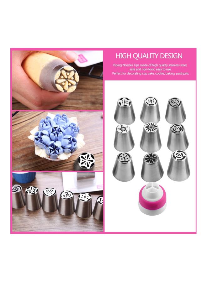 10-Piece Icing Pipe Nozzles Silver/White/Pink 3.7x3.7x4.1centimeter  - Image 4