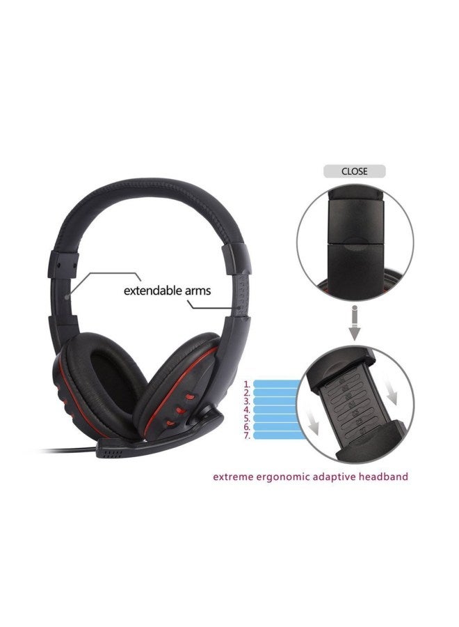 Generic - USB Wired Stereo Mic Headset For Sony PS3/PS4/PC Game Black/Red - Image 1