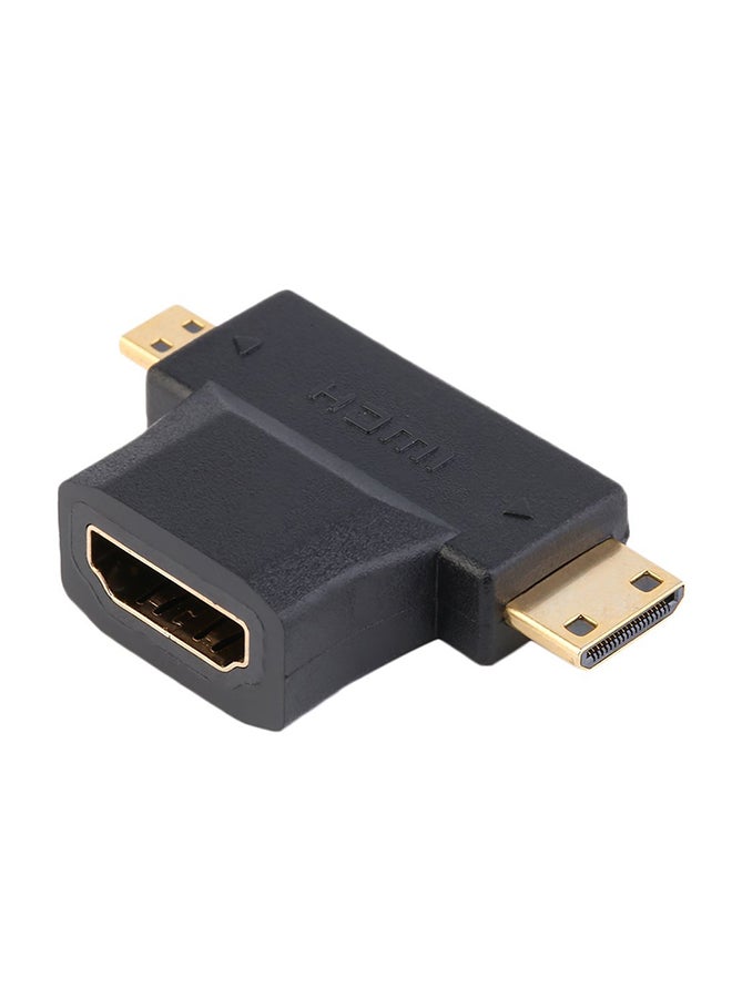 ليشب محول توصيل طرف HDMI Type A أنثى إلى HDMI Type C ذكر ومزود بمنفذ HDMI مايكرو ذكر أسود/ذهبي - Image 4