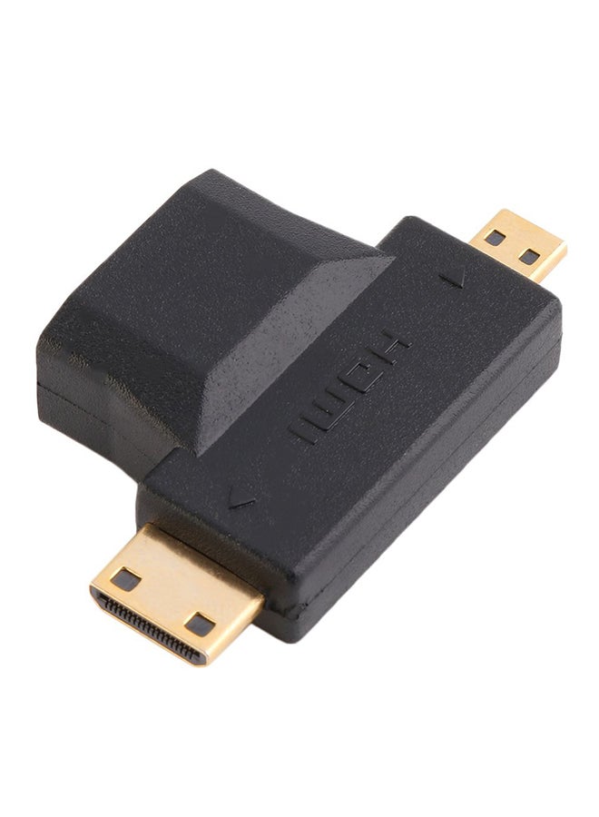 ليشب محول توصيل طرف HDMI Type A أنثى إلى HDMI Type C ذكر ومزود بمنفذ HDMI مايكرو ذكر أسود/ذهبي - Image 2