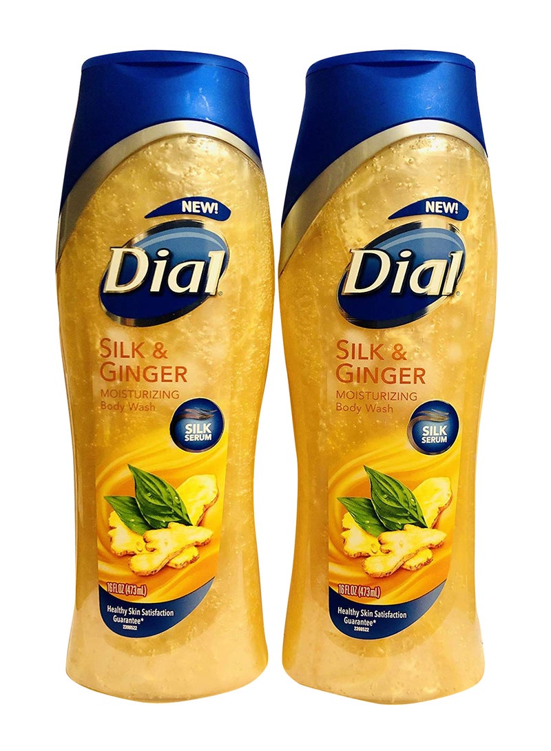 دايل غسول الجسم سيلك آند جينجر لترطيب البشرة، حزمة من قطعتين 2 x 473ملليلتر
