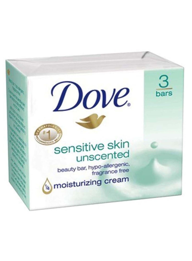 Dove - Pack Of 3 Unscented Sensitive Skin Beauty Bar Soap 3 x 90grams - Image 1