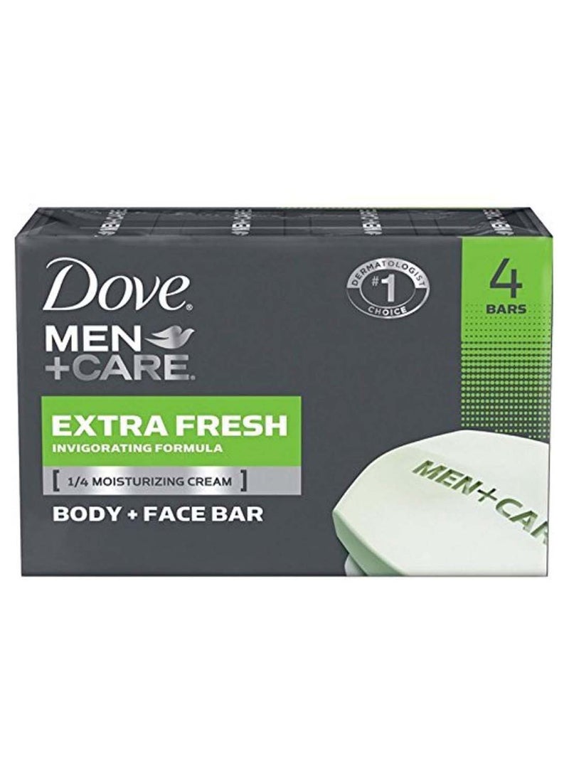 Dove Pack Of 4 Men+Care Extra Fresh Body And Face Bar Soap 424grams