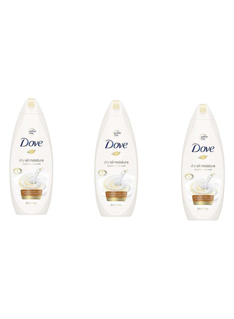 دوف طقم غسول الجسم دراي أويل مويستشر للتغذية والترطيب مكون من 3 قطع 3 x 650ملليلتر