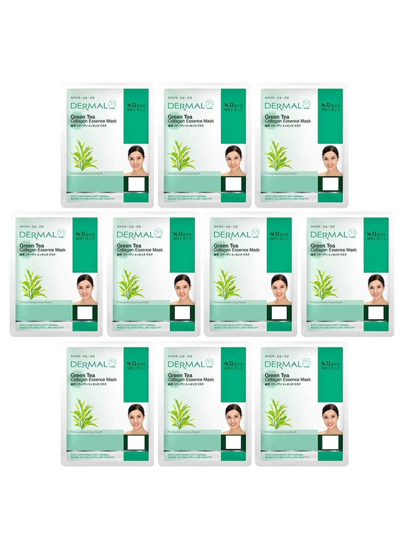 ماسك ورقي للوجه بخلاصة الكولاجين والشاي الأخضر من 10 قطع 10 x 23جرام