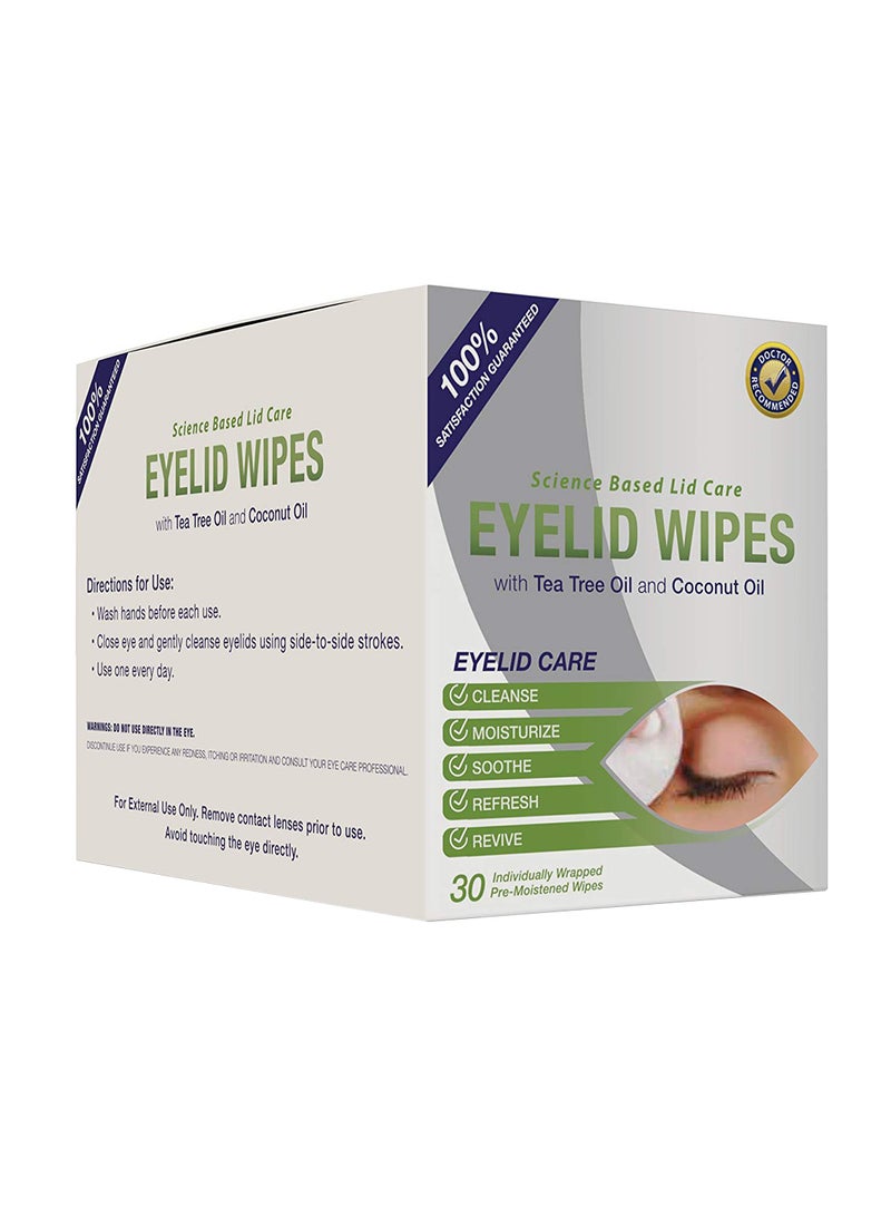 Visual Advantage Eyelid Wipes With Tea Tree And Coconut Oil White