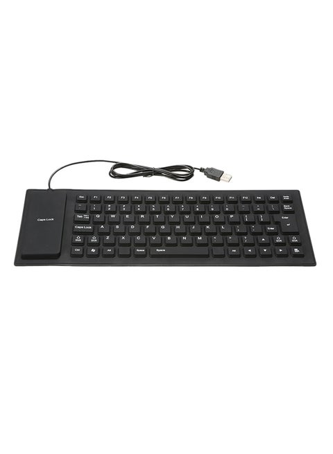 85 Keys Foldable Flexible Rollup Usb Wired Silicone Keyboard Black