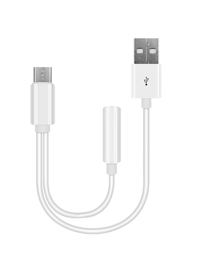 محول بمنفذ ذكر Type-C إلى منفذ أنثى AUX أبيض