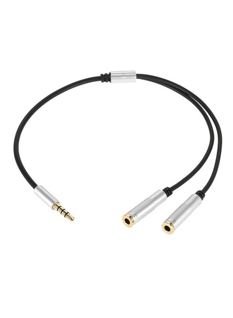 Single Male To Dual Female Headphone Cable Silver