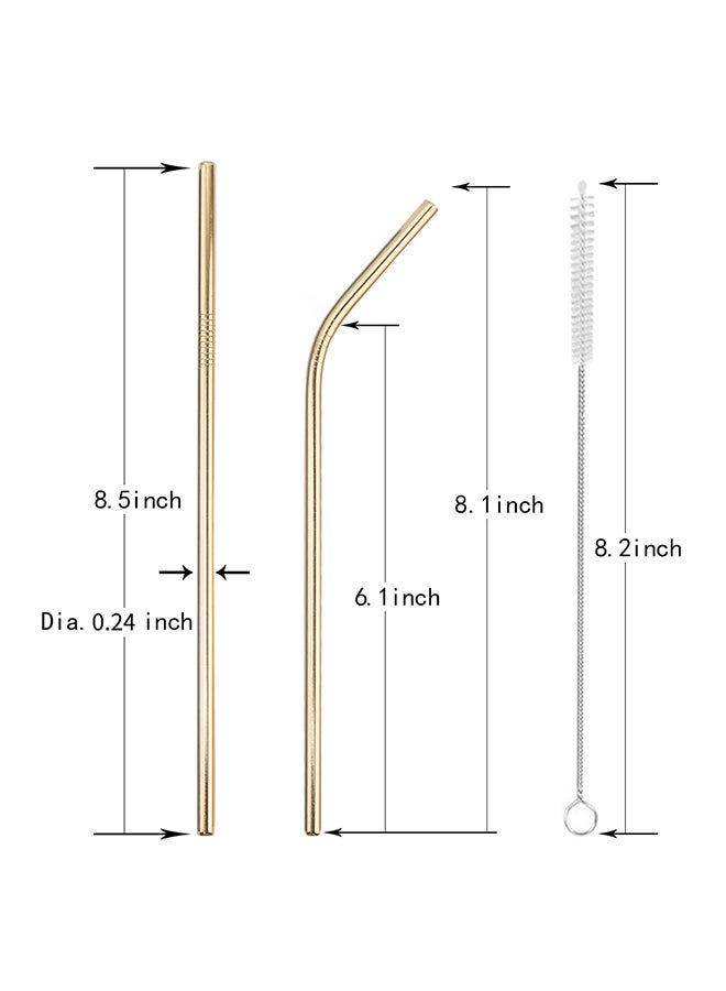 TD HOME 10-Piece Light Drinking Straw Set Light Gold 21.5x0.6centimeter - Image 5
