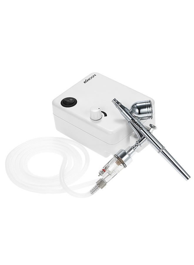 KKmoon - Multi-purpose Dual Action Airbrush Mini Air Compressor Set White 0.865kg - Image 1