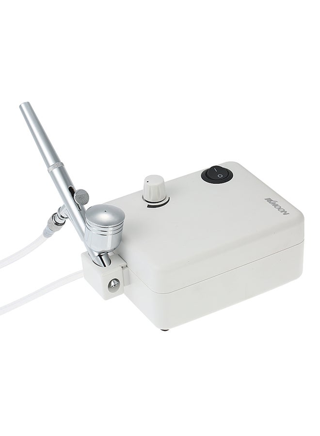 KKmoon - Multi-purpose Dual Action Airbrush Mini Air Compressor Set White 0.865kg - Image 1