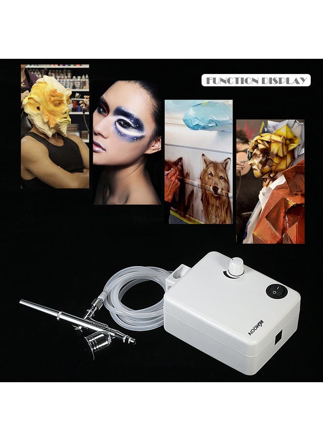 KKmoon - Multi-purpose Dual Action Airbrush Mini Air Compressor Set White 0.865kg - Image 1