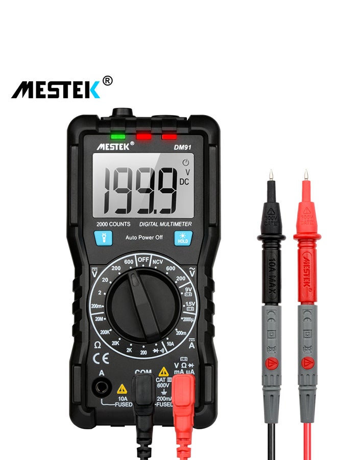 MESTEK Handheld LCD Digital Voltage Diode Temperature Resistance  Current Meter Black 0.297kg  - Image 2