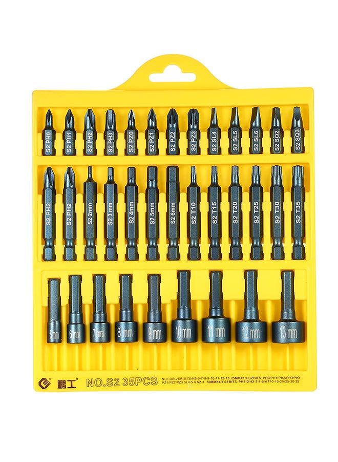 PENGGONG 35-Piece Slotted Phillip Torx Hex Bits Sockets Set Drive Repair Tools Kit Multicolour 0.399kg 