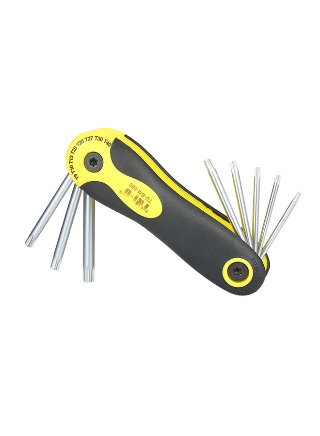 TNI-U 8-Piece Folding Star Key Wrench And  Screwdrivers Kit Yellow/Black 0.194kg 