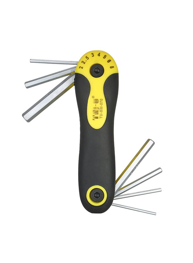 TNI-U 7-Piece Folding Hex Key Wrench Set Screwdrivers Kit Metric 2.0/2.5/3.0/4.0/5.0/6.0/8.0Mm Multicolour 0.196kg 