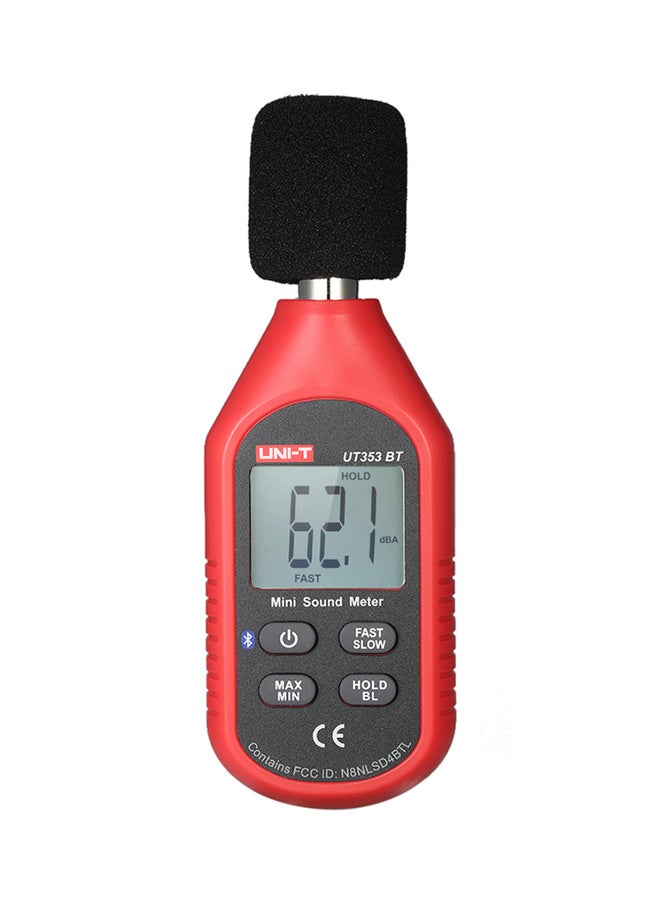 يوني تي - جهاز قياس مستوى الصوت الرقمي Ut353Bt Mini Lcd جهاز قياس الضوضاء جهاز مراقبة ديسيبل 30-130Db أسود وأحمر 0.142 كجم أسود وأحمر 0.142كيلوجرام - Image 1