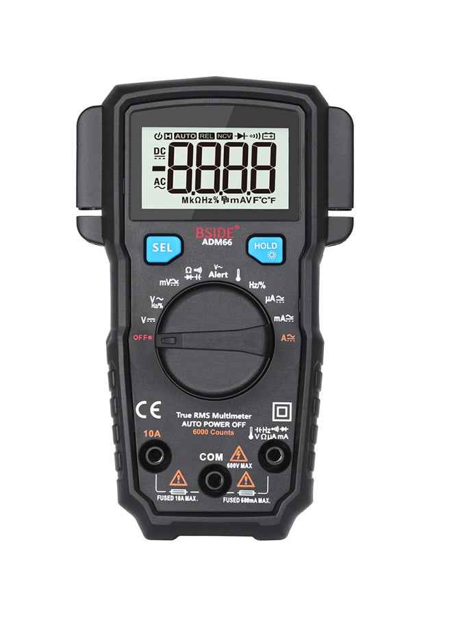 BSIDE Multi-Functional Handheld Lcd Digital Voltage Current Meter Temperature Resistance Diode Tester Black 0.288kg