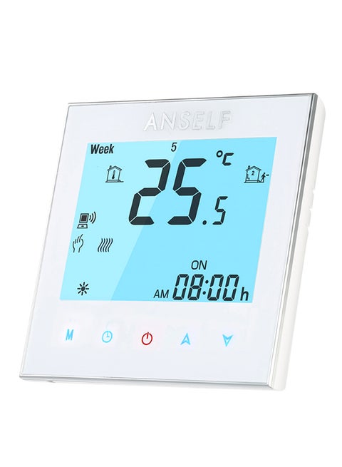 Smart Programmable Thermostat Temperature Controller With Touchscreen White/Blue 0.281kg
