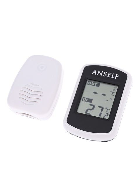 LCD Digital Wireless Indoor Outdoor Thermometer Temperature Measurement Ambient Weather Tester White 0.109kg