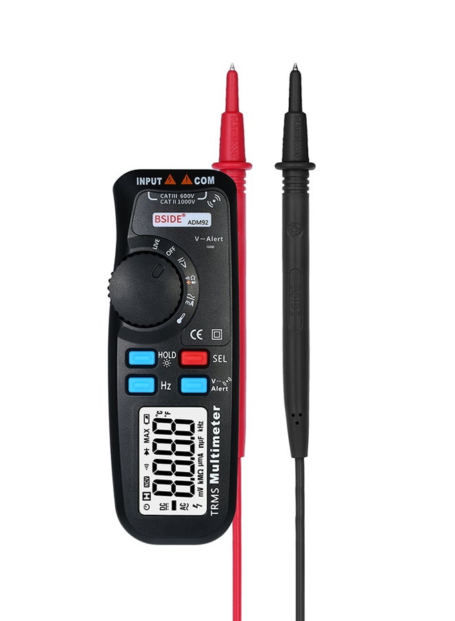 BSIDE Digital Voltage Current Meter Temperature Resistance Diode Tester Black 0.24kg 
