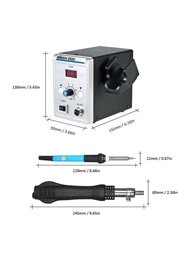 KKmoon 858D 700W High Quality Soldering Station LED Digital Solder Iron Desoldering Station Bga Rework Solder Station Hot AirGun + Electric Iron Set For Smd Smt Dip Multicolor 1.87kg  - Image 4