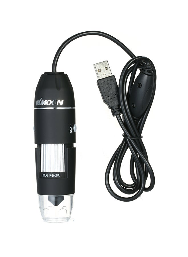 كيه كيه مون - مجهر رقمي USB بتكبير 1600 مرة مع منظار داخلي بوظيفة Otg ومكبر زجاجي بإضاءة LED 8 مع حامل أسود وفضي 0.25 كجم أسود وفضي 0.25كيلوجرام - Image 1
