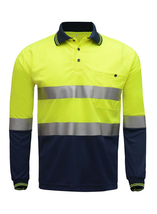 SFVest Safety Reflective Shirt High Visible Long Sleeve Pocket T-Shirt 2” Silver Reflective Tapes Men's Moisture Wicking Safety Polo Shirt Working Clothes Yellow&Navy Blue 0.3kg  - Image 1