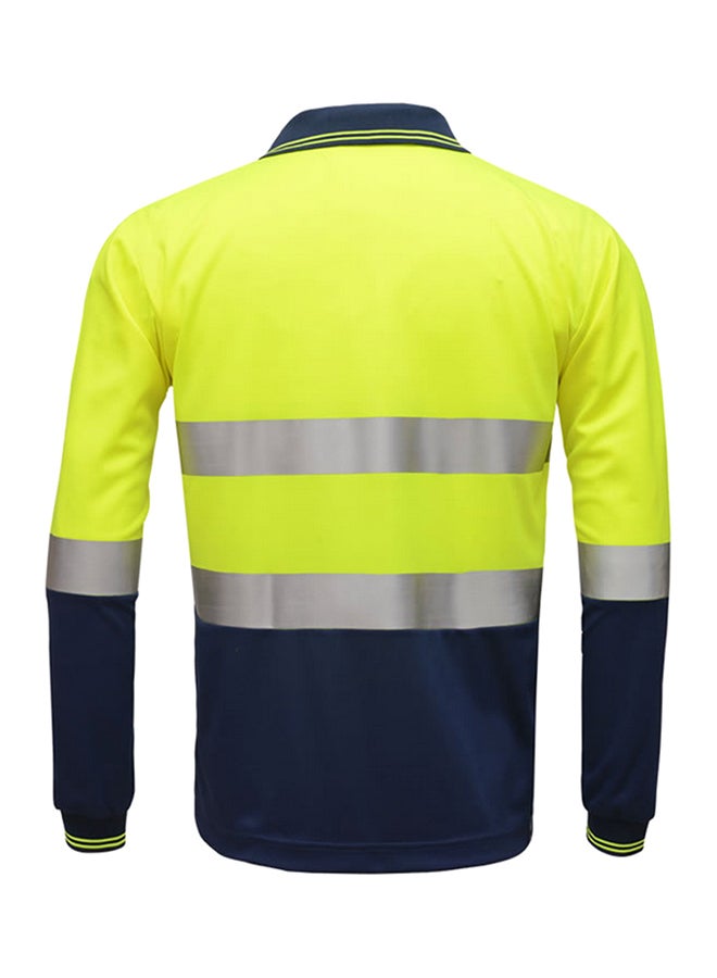 SFVest Safety Reflective Shirt High Visible Long Sleeve Pocket T-Shirt 2” Silver Reflective Tapes Men's Moisture Wicking Safety Polo Shirt Working Clothes Yellow&Navy Blue 0.3kg  - Image 2