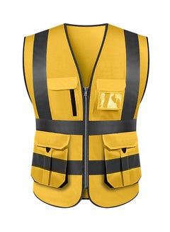 High Visibility Reflective Safety Work Vest With Multiple Pockets Gold 0.27kg