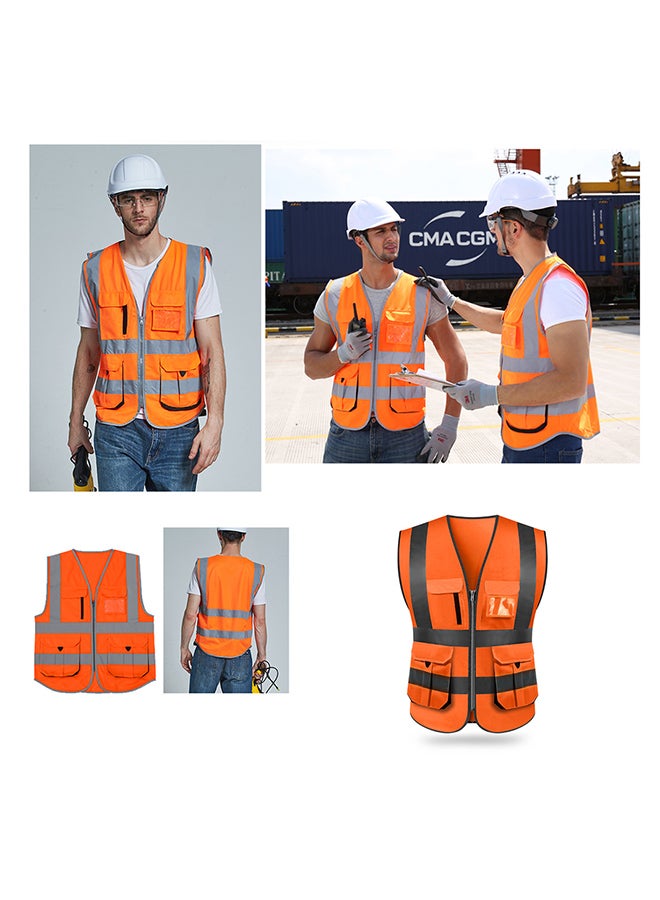 SFVest High Visibility Reflective Safety Work Vest With Multiple Pockets Orange 0.27kg  - Image 2