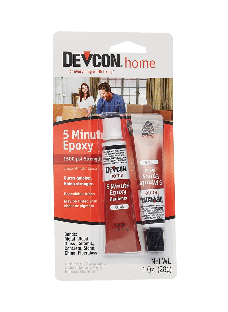 DEVCON 2-Piece 5 Minute Epoxy Tube Set Clear