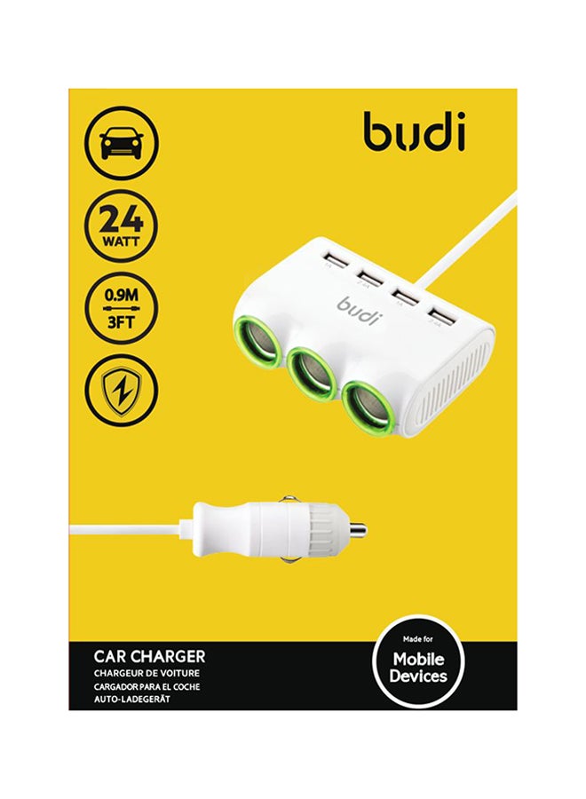 USB Car Charger White