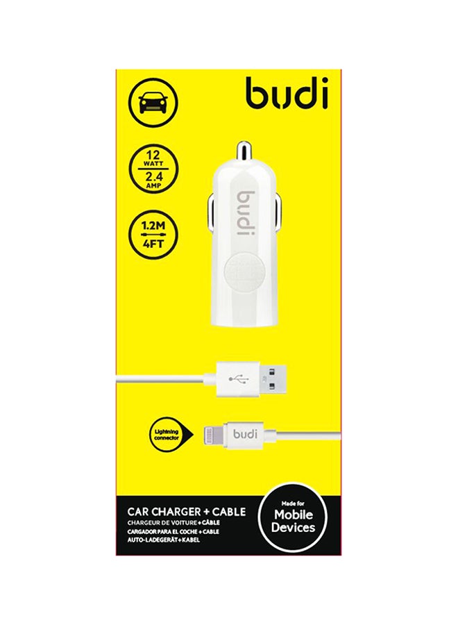 budi - USB Car Charger White - Image 1