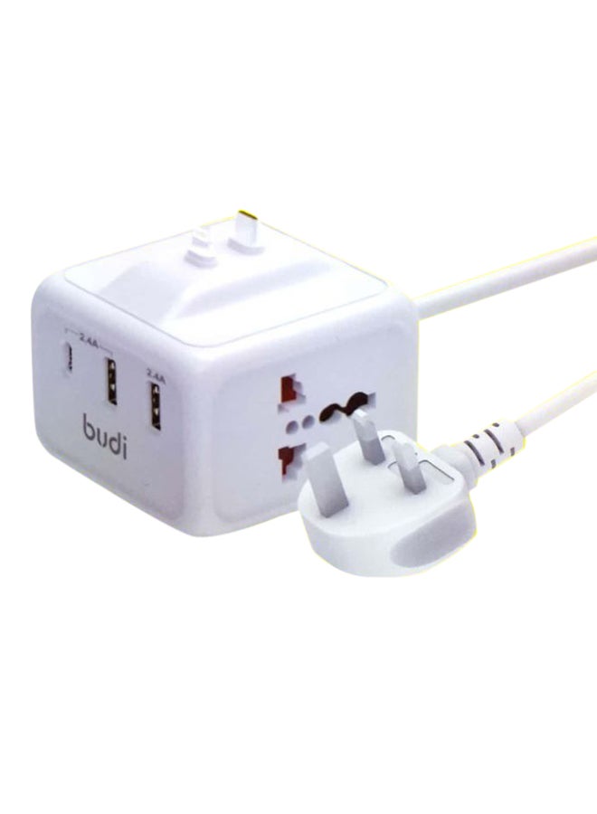 budi USB Type-C Travel Charger White 
