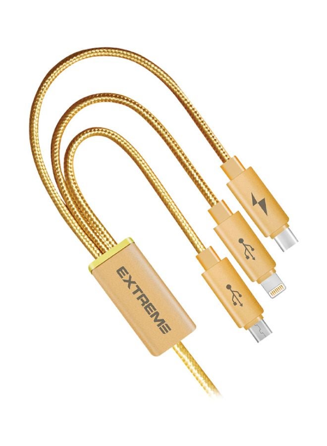 G-TiDE EXTREME Sagitar Series 3-In-1 Charging Cable Gold - Image 1