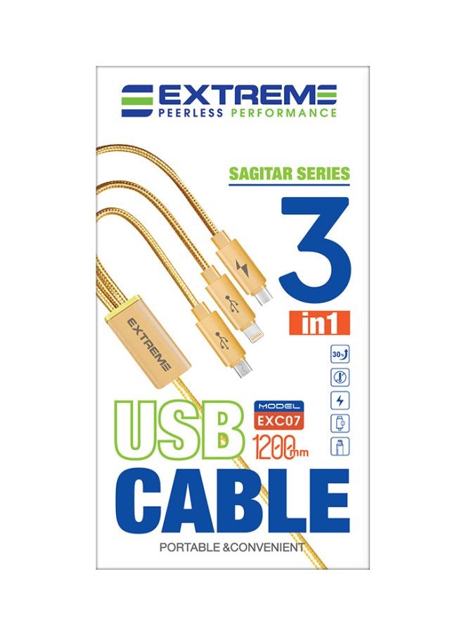 G-TiDE EXTREME Sagitar Series 3-In-1 Charging Cable Gold - Image 2