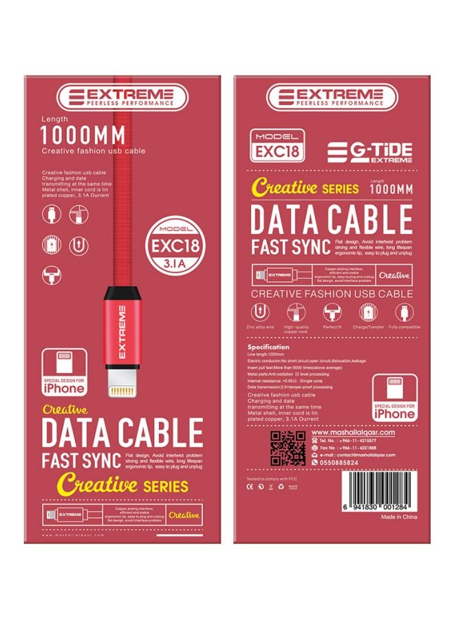 G-TiDE EXTREME Creative Series Lightning Data Sync Charging Cable Red - Image 2