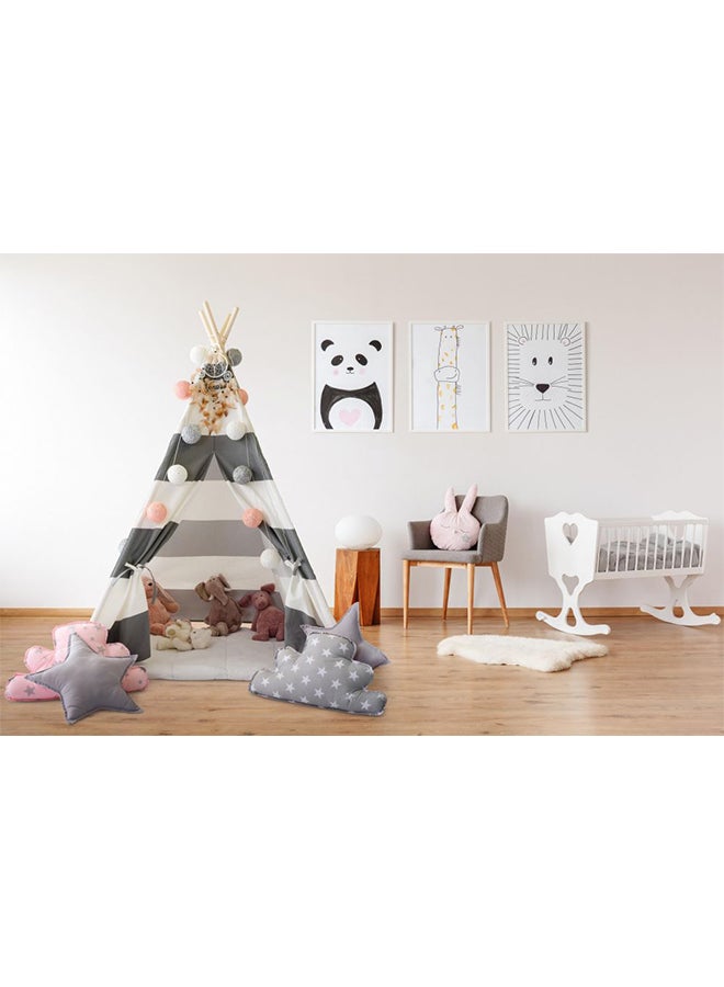 The Kids HQ TheKidsHQ Teepee- Grey Stripe 120 x 120 x 145centimeter  - Image 3